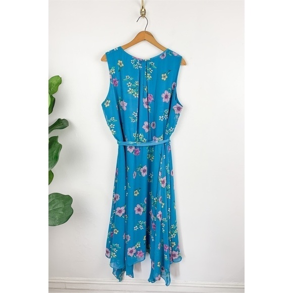 NWT Lane Bryant Blue Floral Chiffon Midi Dress Sz 22 - Picture 4 of 11